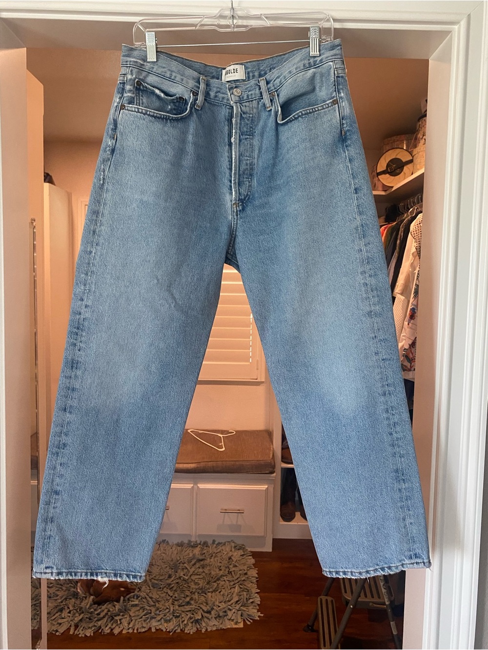Agolde Women's Straight Light Wash Blue Jeans